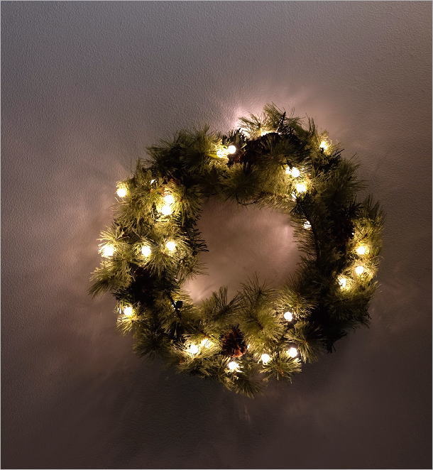 クリスマスリース LEDとモミの木のビッグリース(1)