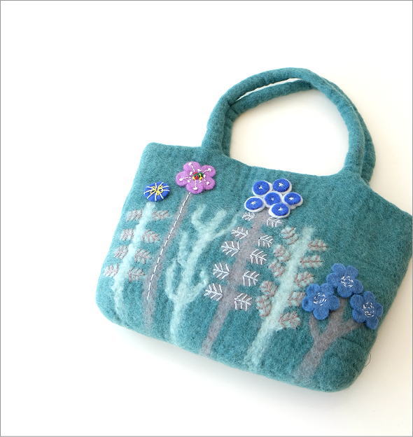 フェルトフラワーパッチ刺繍バッグ(1)