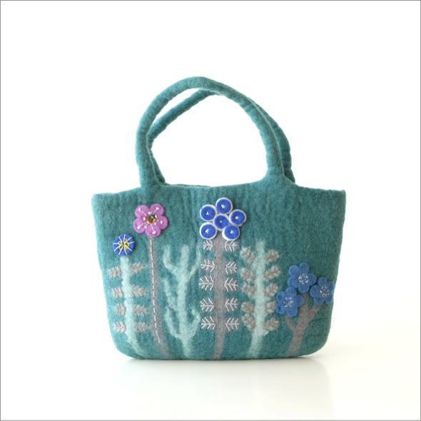 フェルトフラワーパッチ刺繍バッグ(4)