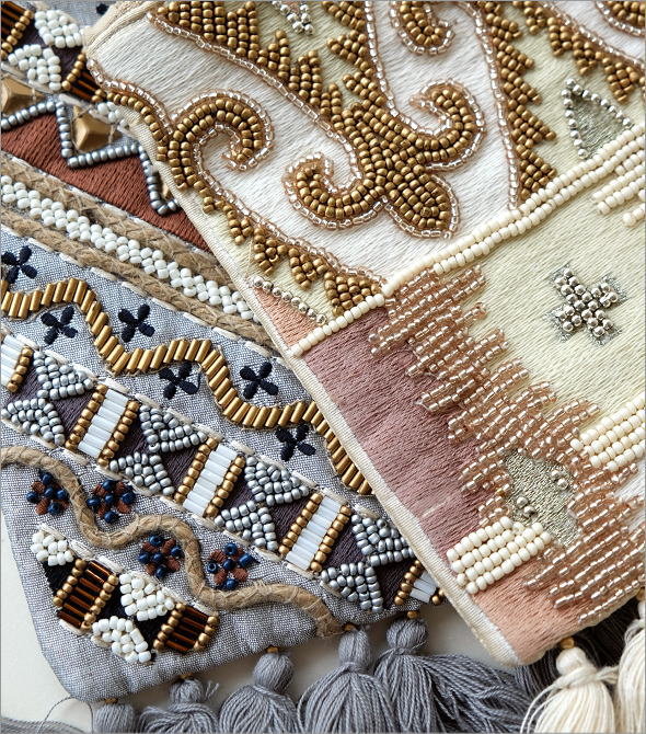 ビーズ刺繍フリンジポーチL 2タイプ(2)
