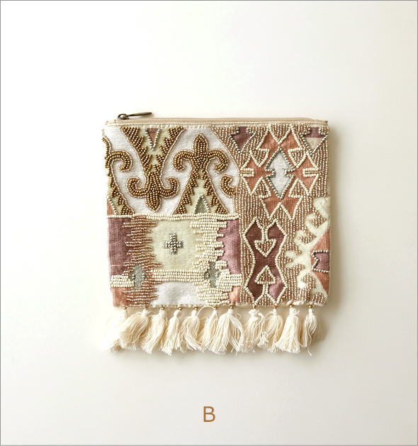 ビーズ刺繍フリンジポーチL 2タイプ(5)