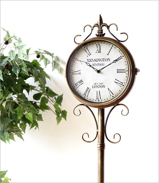 両面時計 おしゃれ ダブルフェイス 時計 スタンド型 アンティーク レトロ クラシック フロアスタンドフロアスタンド型クロック [abk9147] |  ギギliving