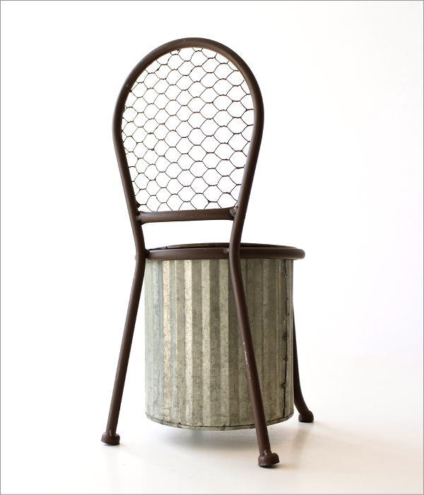 ブリキチェアーポット(4)