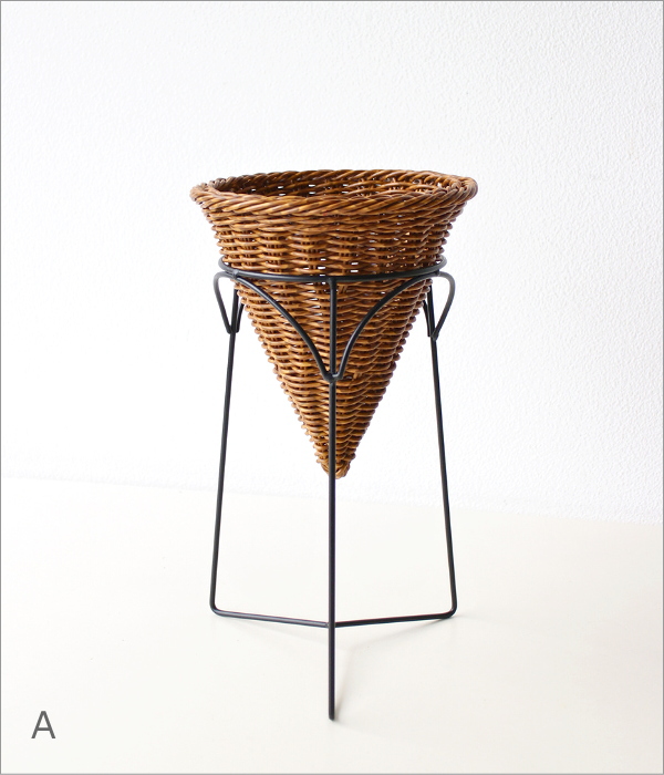 フラワースタンド ラタン調 手編み風 ナチュラル 鉢カバー プランター