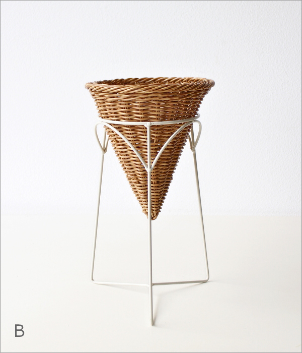 フェイクラタンのコーンポットスタンド(7)