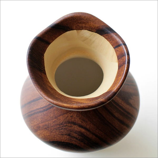 花柄陶器花瓶 木製台座付き 花柄陶器花瓶 木製台座付き