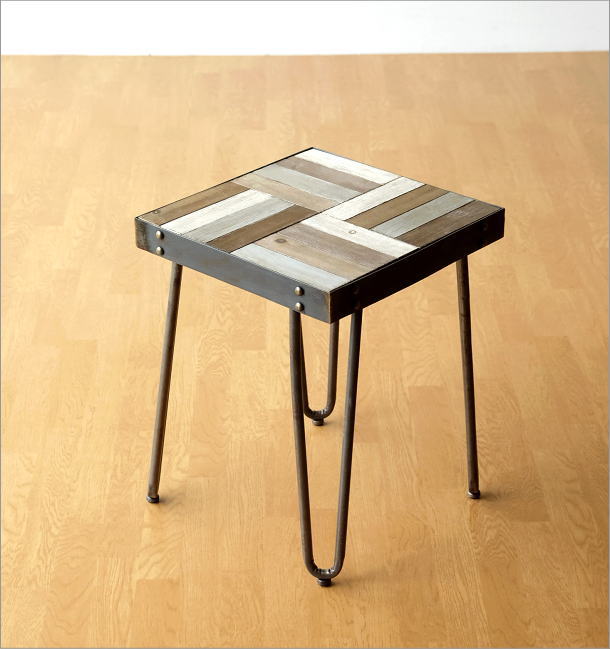 サイドテーブル 木製 アンティーク アイアン レトロ おしゃれ ベッドサイドテーブル ナイトテーブル ソファサイドテーブル 花台 ウッドワーク