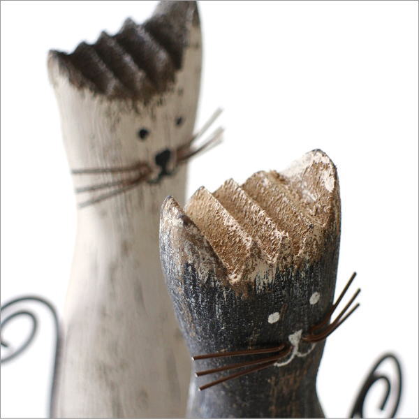 ブラック&ホワイトキャットのオブジェ ペア(3)