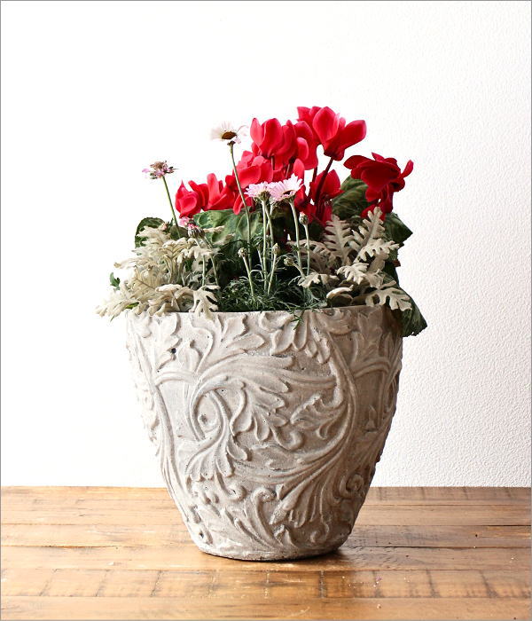 陶器のプランターポット アラベスク [cov5226] | ギギliving