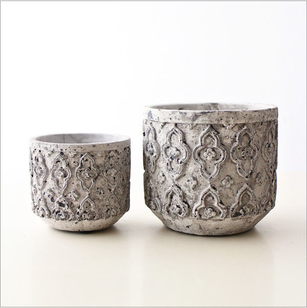 セメント製のシリンダーポット 2点セット(6)