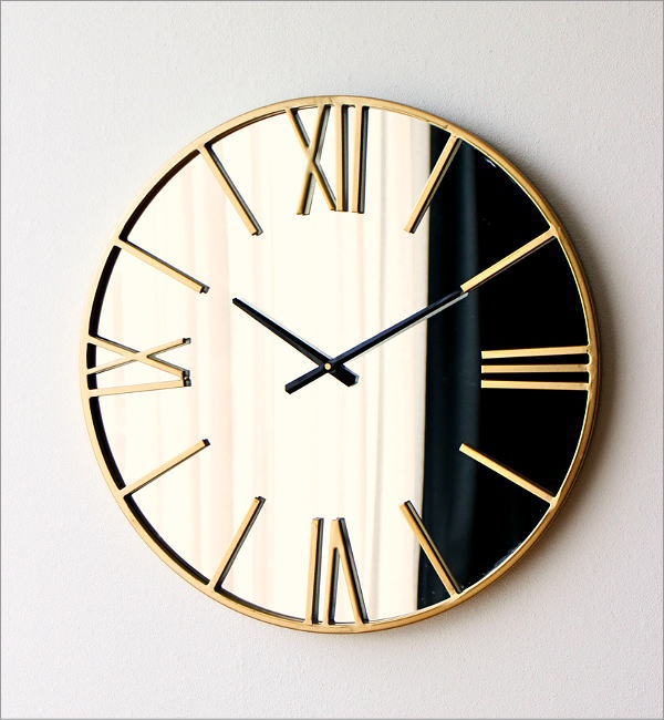 壁掛け時計 直径60cm 大きい ミラー 鏡面 おしゃれ 北欧 モダン