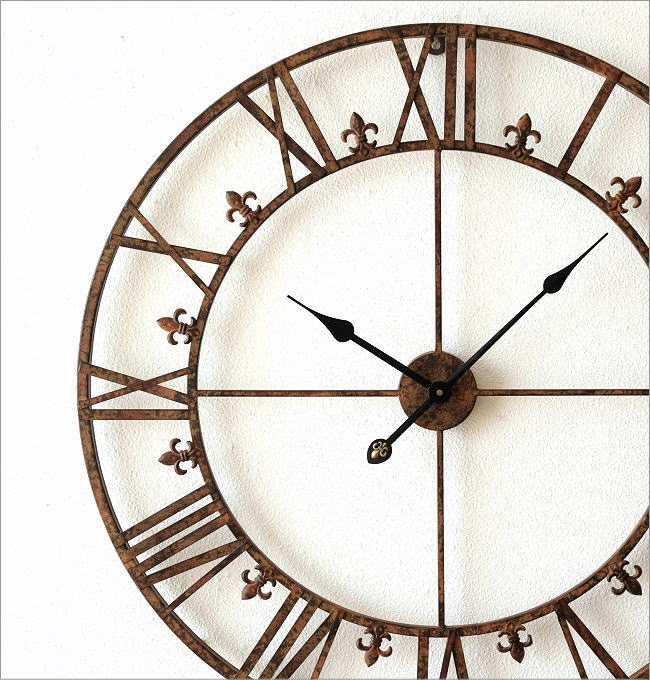 壁掛け時計 壁掛時計 掛け時計 おしゃれ アイアン 大きい アンティーク ローマ数字 大きな掛け時計 アイアンダイヤル [cov5947
