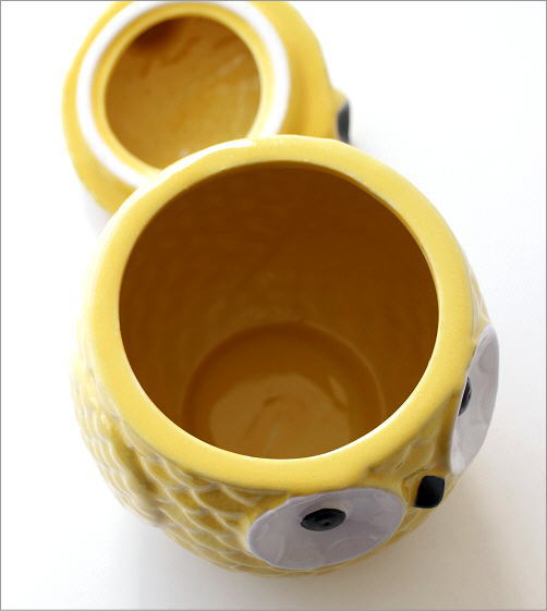 陶器のフクロウ小物入れ 2カラー(2)