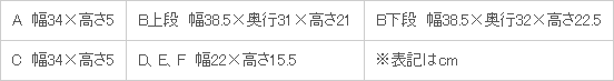 各引き出し・開き戸のサイズ