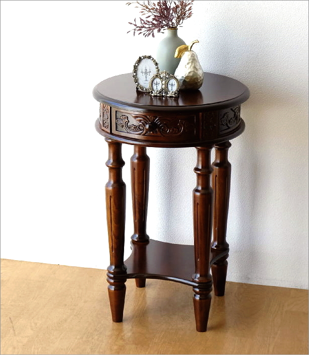 アンティークなサークルコンソール 1ドロアー(1)