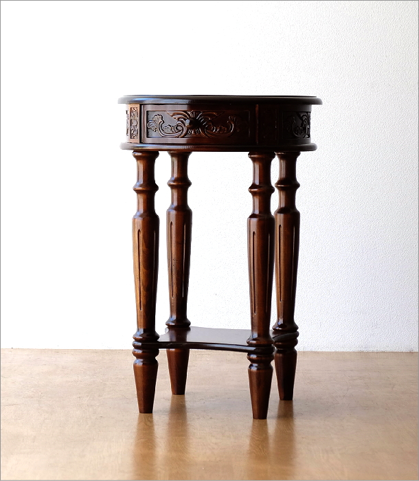 アンティークなサークルコンソール 1ドロアー(10)