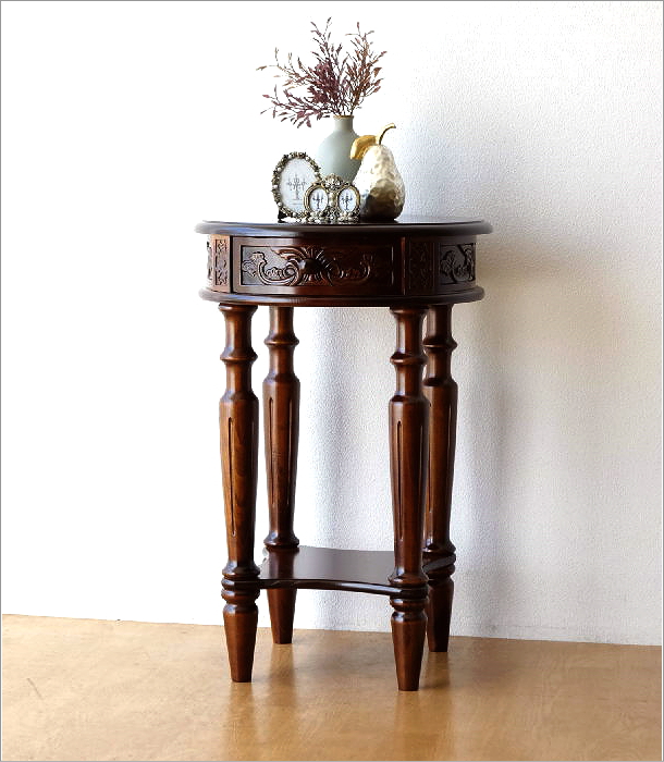 アンティークなサークルコンソール 1ドロアー(2)