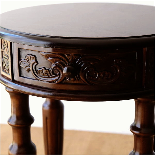 アンティークなサークルコンソール 1ドロアー(4)