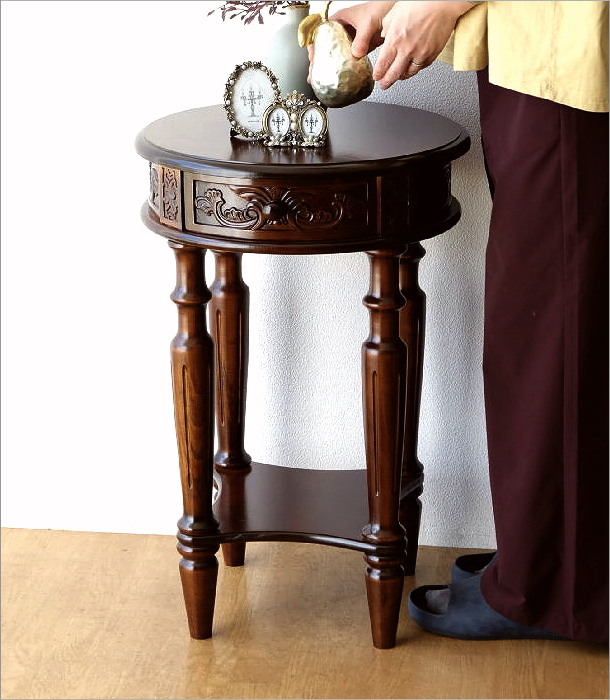 アンティークなサークルコンソール 1ドロアー(7)