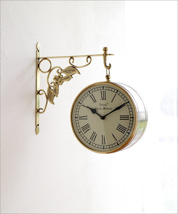 両面時計 おしゃれ 掛け時計 壁掛け時計 アンティーク レトロ クラシック ヨーロピアン カフェ かっこいい モダン ヨーロッパ ウォール