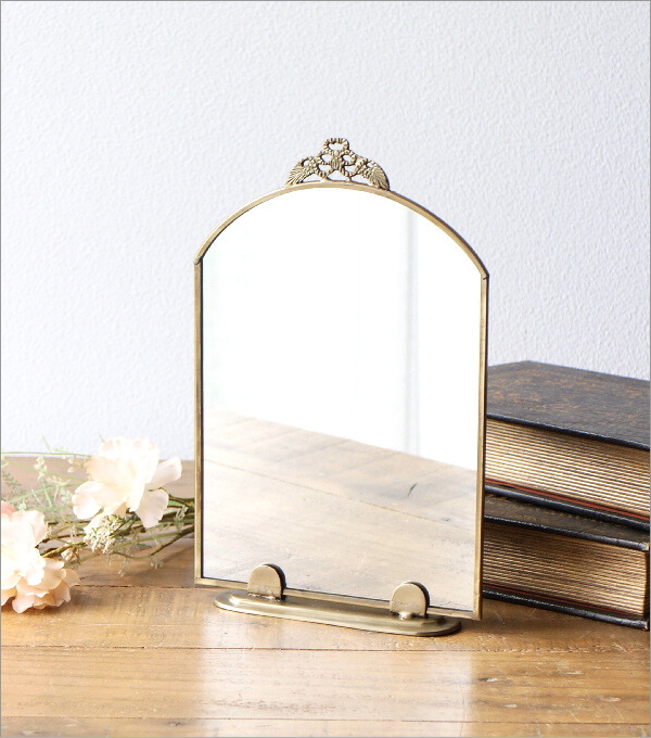 レトロな真鍮のスタンド付きミラー(1)