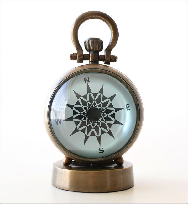 置き時計 アンティーク おしゃれ アナログ 小さい 羅針盤デザイン 秒針