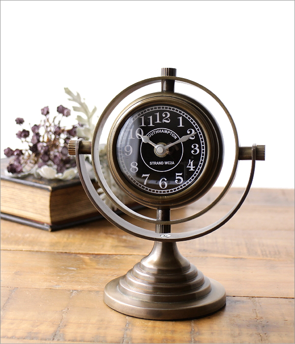 置き時計 アンティーク おしゃれ アナログ 小さい 真鍮 角度調整