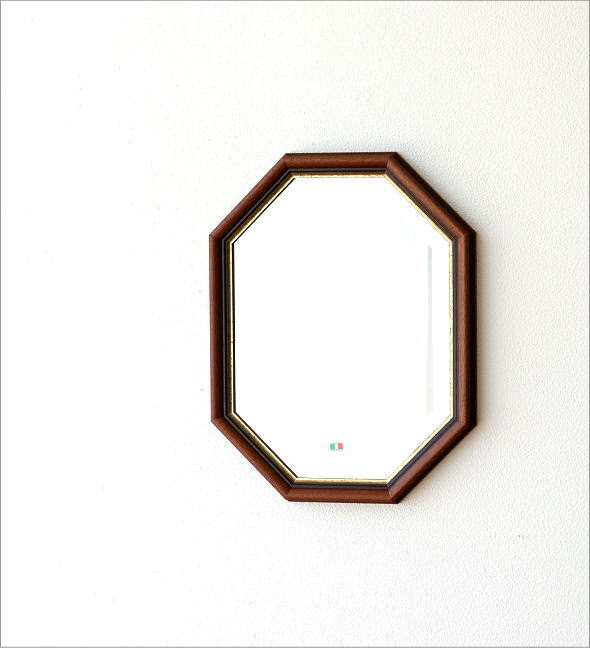 鏡 壁掛けミラー アンティーク イタリア製 八角鏡 八角ミラー ウォール 