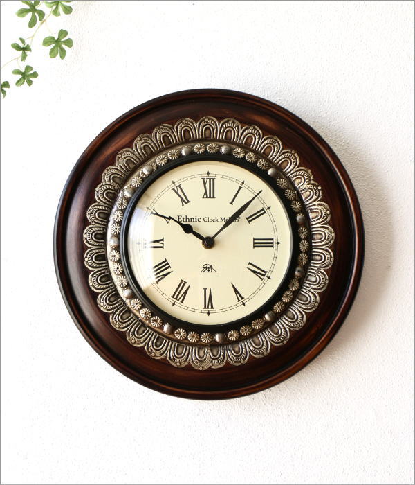 掛け時計 木製 アンティーク レトロ おしゃれ 見やすい アナログ 丸