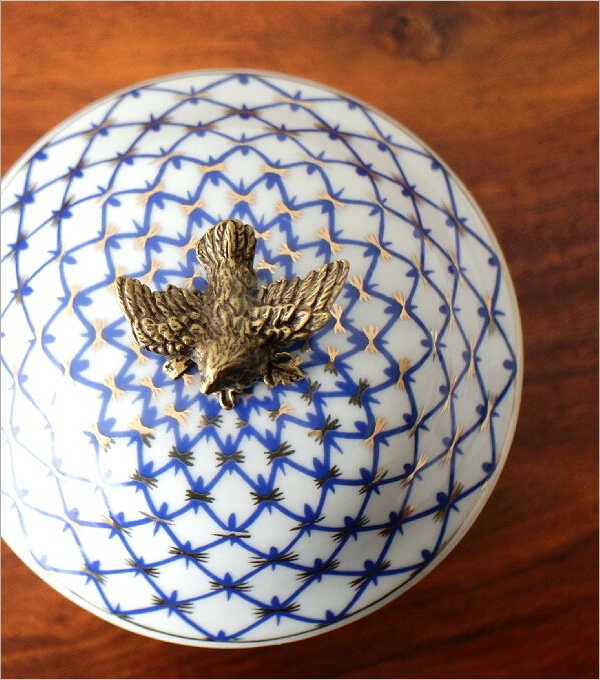 シノワズリ 陶器の円柱小物入れ(3)