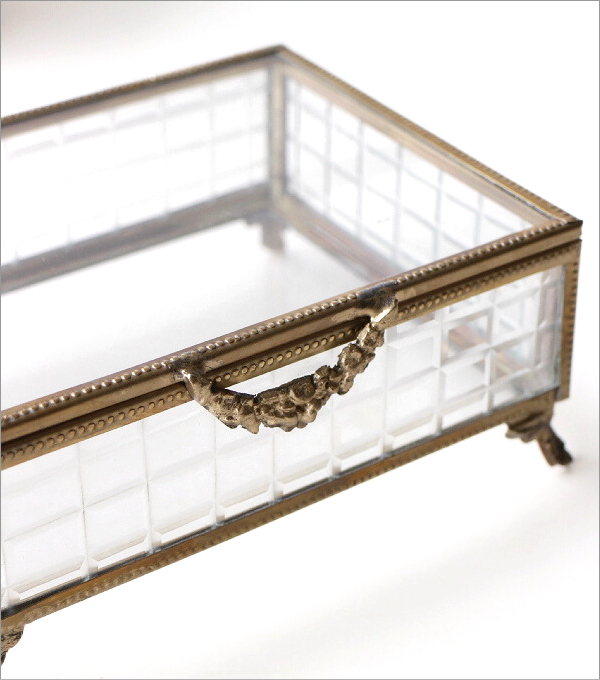 真鍮とガラスの蓋付スクエアボックス(3)