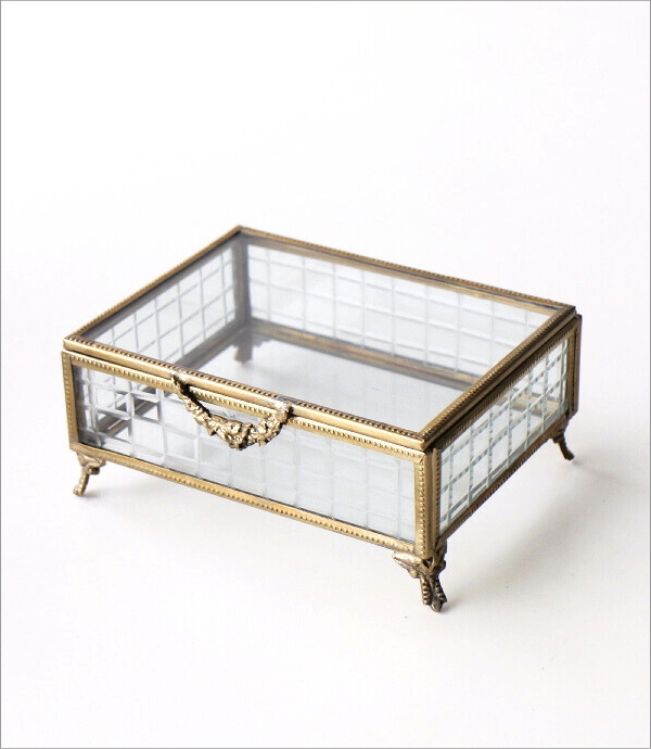 真鍮とガラスの蓋付スクエアボックス(6)