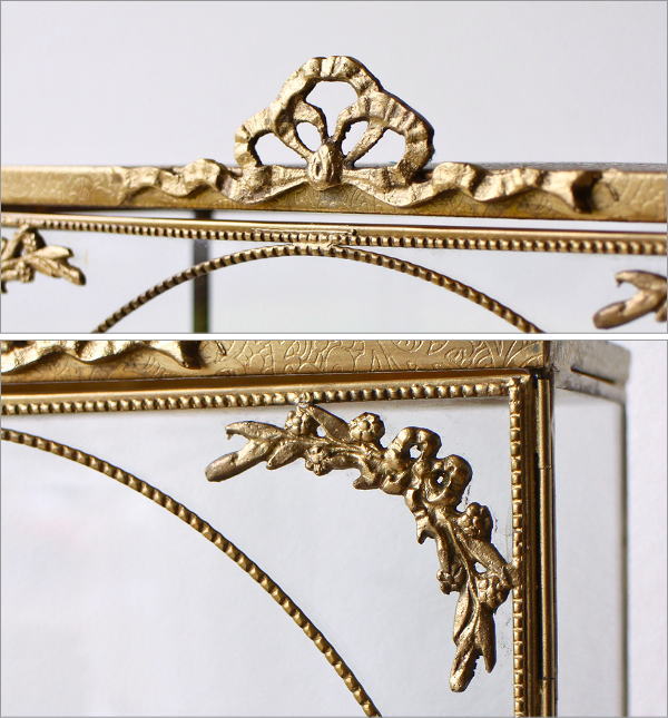 真鍮とガラスのアクセサリーキャビネット3段(2)