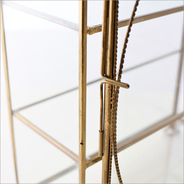 真鍮とガラスのアクセサリーキャビネット3段(3)