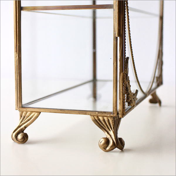 真鍮とガラスのアクセサリーキャビネット3段(4)