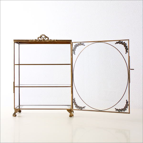 真鍮とガラスのアクセサリーキャビネット3段(6)