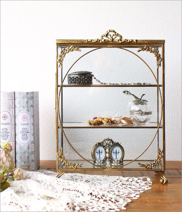 ガラスケース 真鍮 ショーケース アンティーク コレクションケース 扉