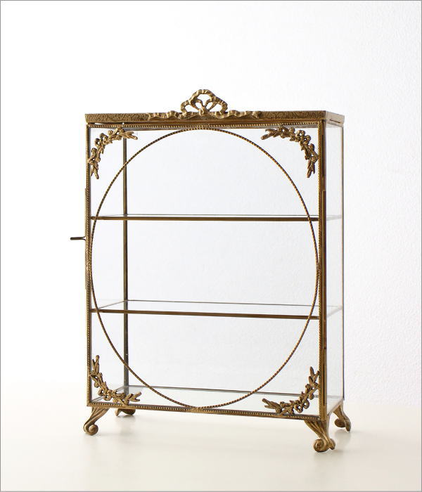 真鍮とガラスのアクセサリーキャビネット3段(8)