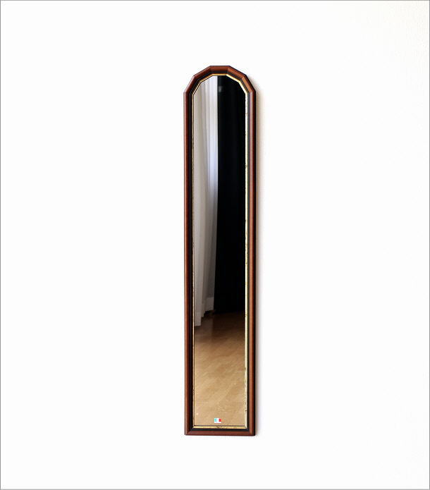 鏡 壁掛けミラー おしゃれ イタリア製 アンティーク 木製 縦長 