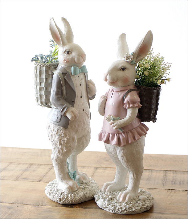 ガーデニング雑貨 アンティーク 見ざるウサギ ホワイト  ガーデン 置物 うさぎ ラビット かわいい 飾り 動物 雑貨