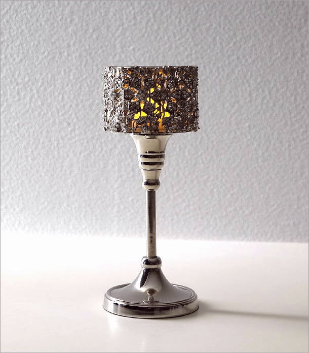 キャンドルホルダー シルバー ガラス キャンドルスタンド AC-004-L