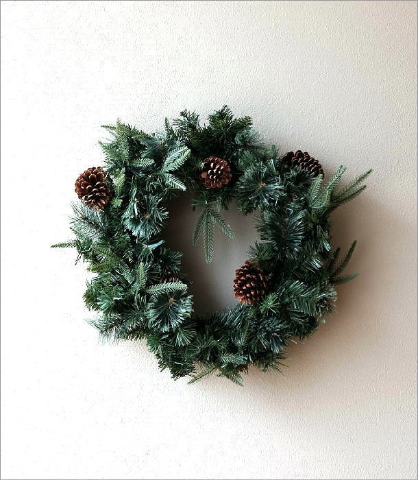 クリスマスリース おしゃれ 玄関 大きい 55cm LED イルミネーション