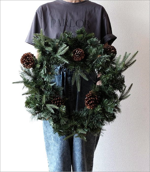 クリスマスリース おしゃれ 玄関 大きい 55cm LED イルミネーション