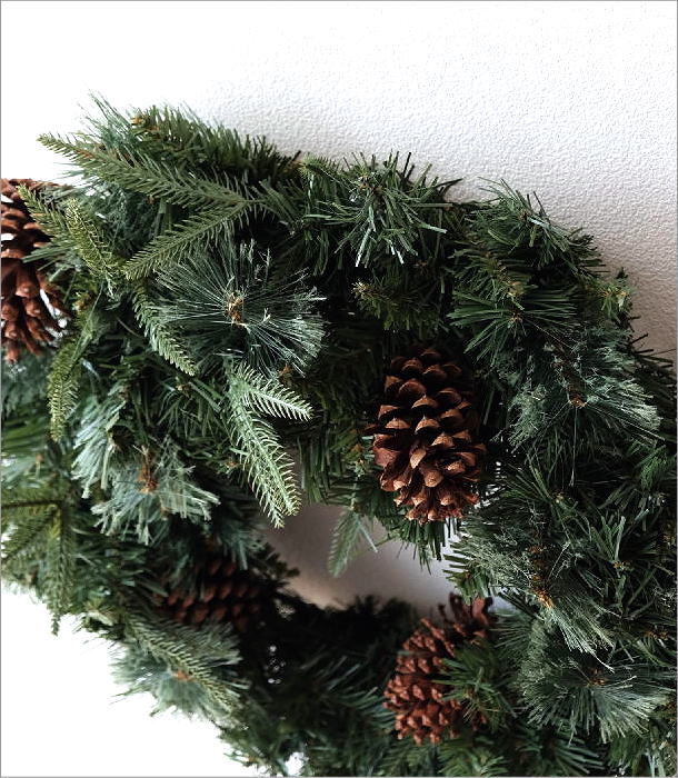 クリスマスリース おしゃれ 玄関 大きい 55cm LED イルミネーション