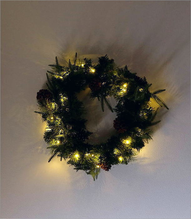 クリスマスリース おしゃれ 玄関 大きい 55cm LED イルミネーション