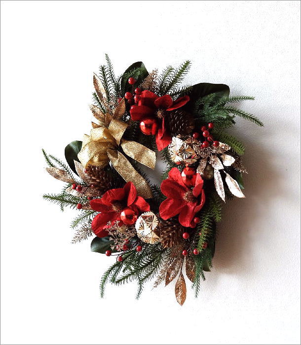 クリスマスリース レッドマグノリア(1)