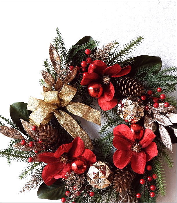 クリスマスリース レッドマグノリア(3)