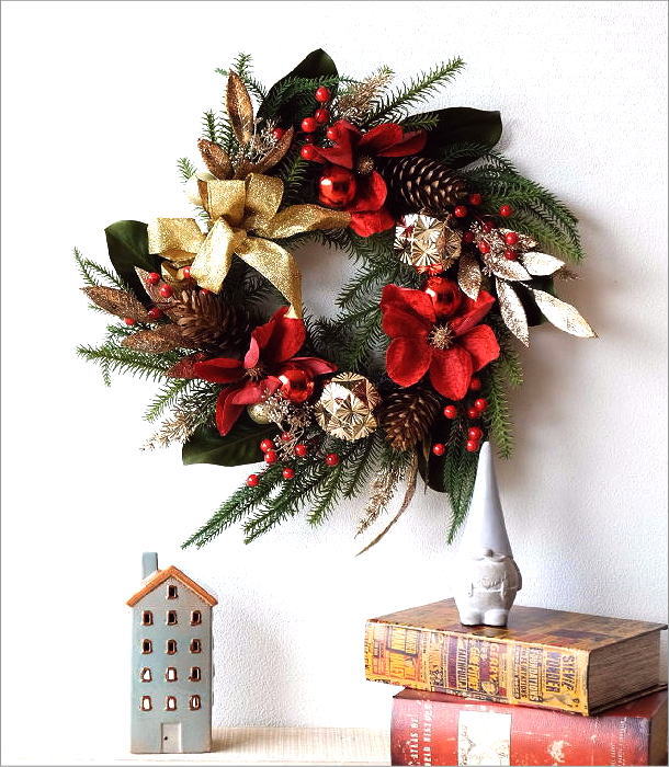 クリスマスリース レッドマグノリア(6)