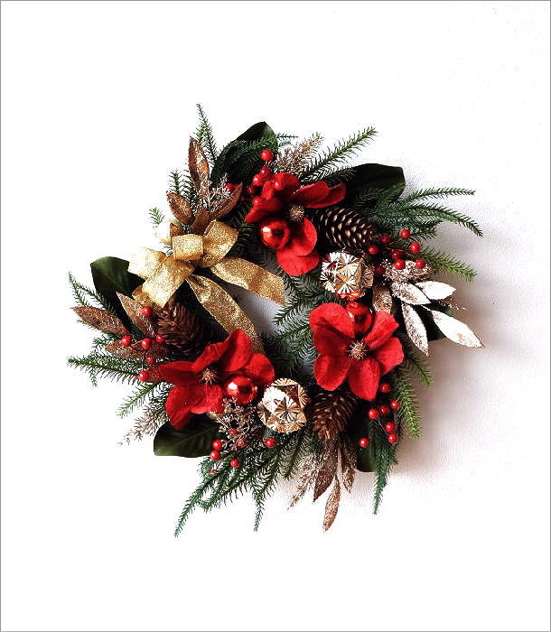 クリスマスリース レッドマグノリア(7)