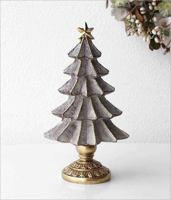 カービング Xmasツリーの置物(6)